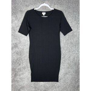 Lularoe Julia Straight Midi‎ Dress Womens Size Small Black Stretch Short Sleeve